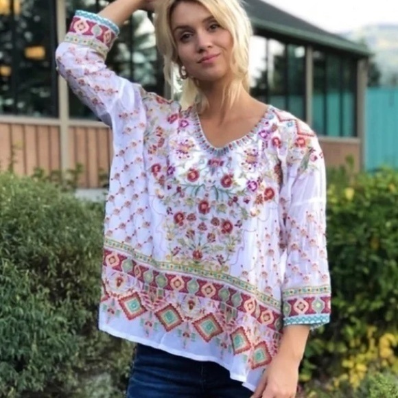 Johnny Was Tops - Johnny Was heavily embroidered Sandra blouse NWT (oversized)